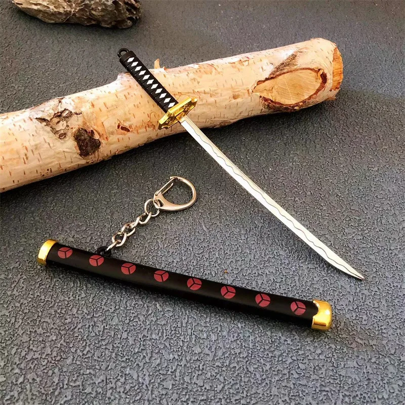 15cm Metal One Piece Katana Sword Mini Japanese Roronoa Zoro Katana One Piece Samurai Fake Knife Iron Alloy Real Sword Anime Toy