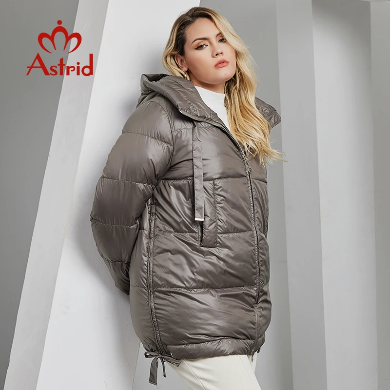 Astrid Women\'s Winter Jacket 2023 Plus Size Bio Down Jackets Hooded Quilted Coat Women Parka Female Clothing Split Hem Lacing