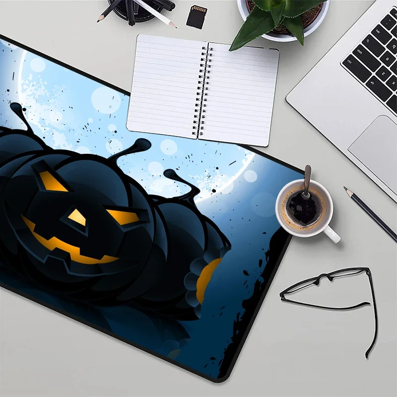 Dark Xxl Mousepad Gamer Pumpkin Gaming Mouse Pad 900 × 400 Halloween Large Desk Mat Playmat Deskmat Computer Tables Deskpad Mats