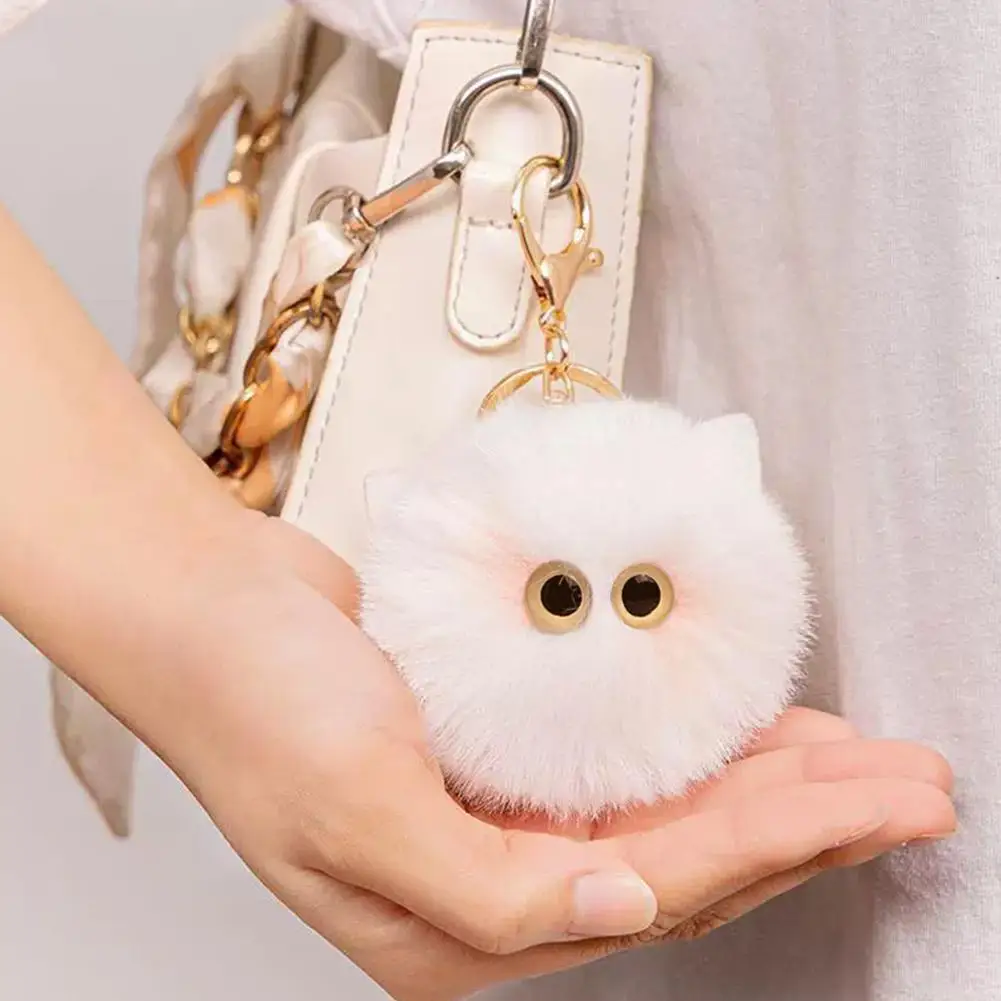 Kawaii الأسود الفحم الكرة أفخم دمية مفتاح سلسلة لطيف هريرة كيرينغ لحقيبة الظهر محفظة مفاتيح المدرسية قلادة الملحقات #6