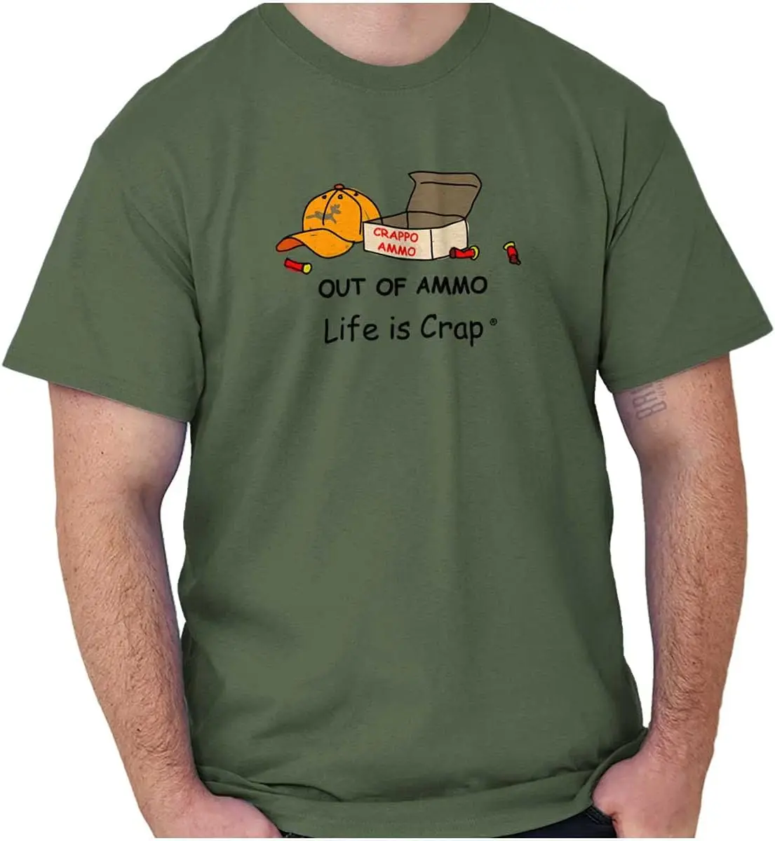 Brisco Brands Life is Crap Out of Hunting Ammo  Tees High Quality 100%Cotton Short Sleeve