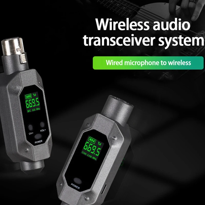 Microphone Wireless System Transmitter Receiver 1 With 2 Use For Wired Dynamic Microphone UHF Wireless Adapter Easy To Use