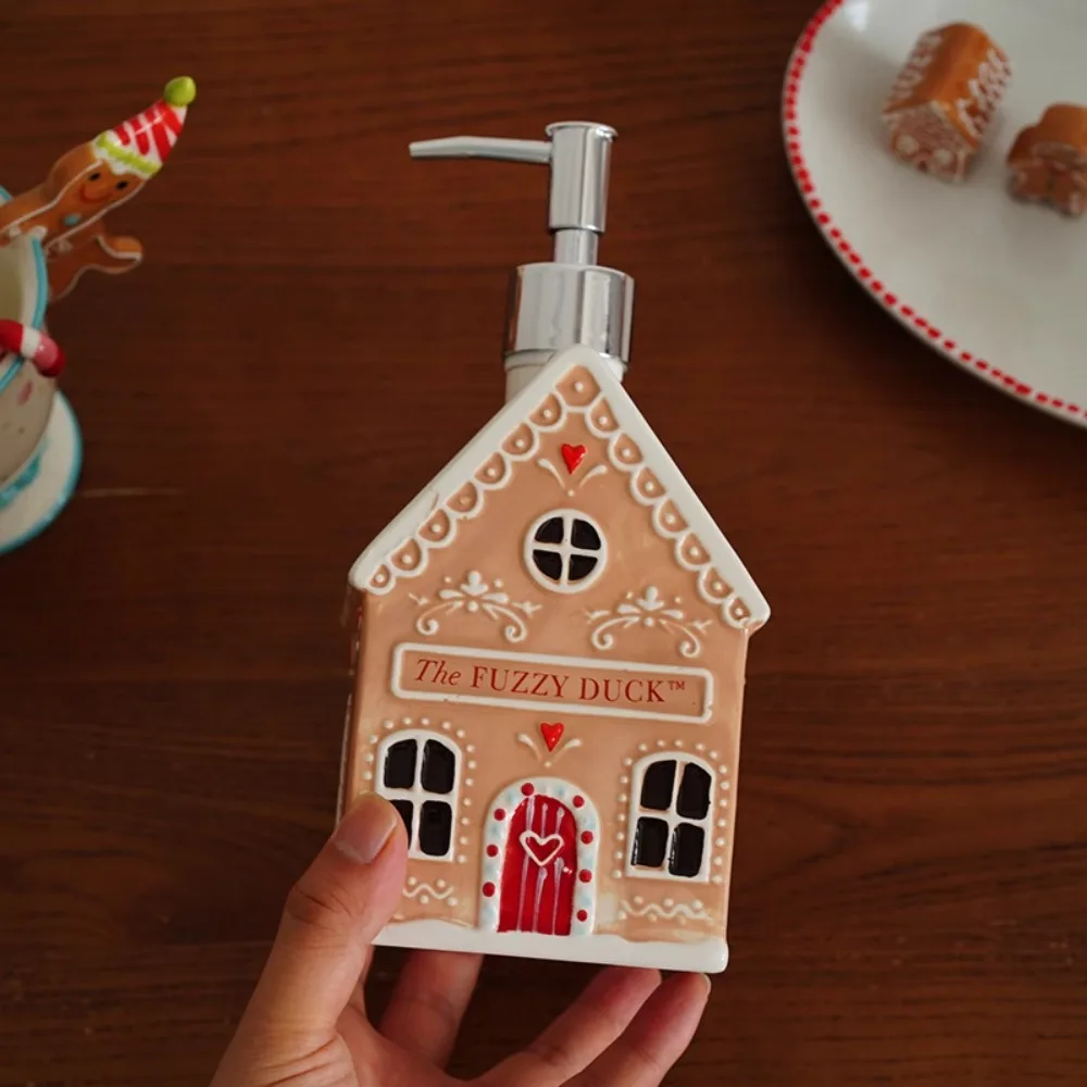 European Gingerbread Man House Shape Ceramic Bathroom Bath Bottle Bedroom Bathroom Hand Sanitizer Bottle Storage Decoration