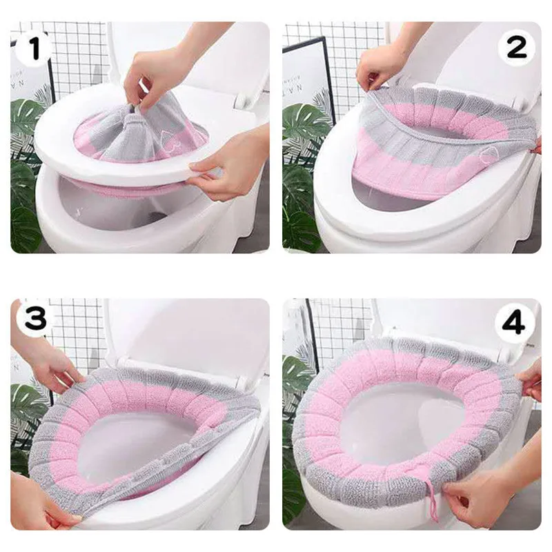 Seat Cover Mat Winter Warm Toilet Bathroom Pad For Kids Cushion with Handle Thicker Soft Washable Closestool Warmer Accessories