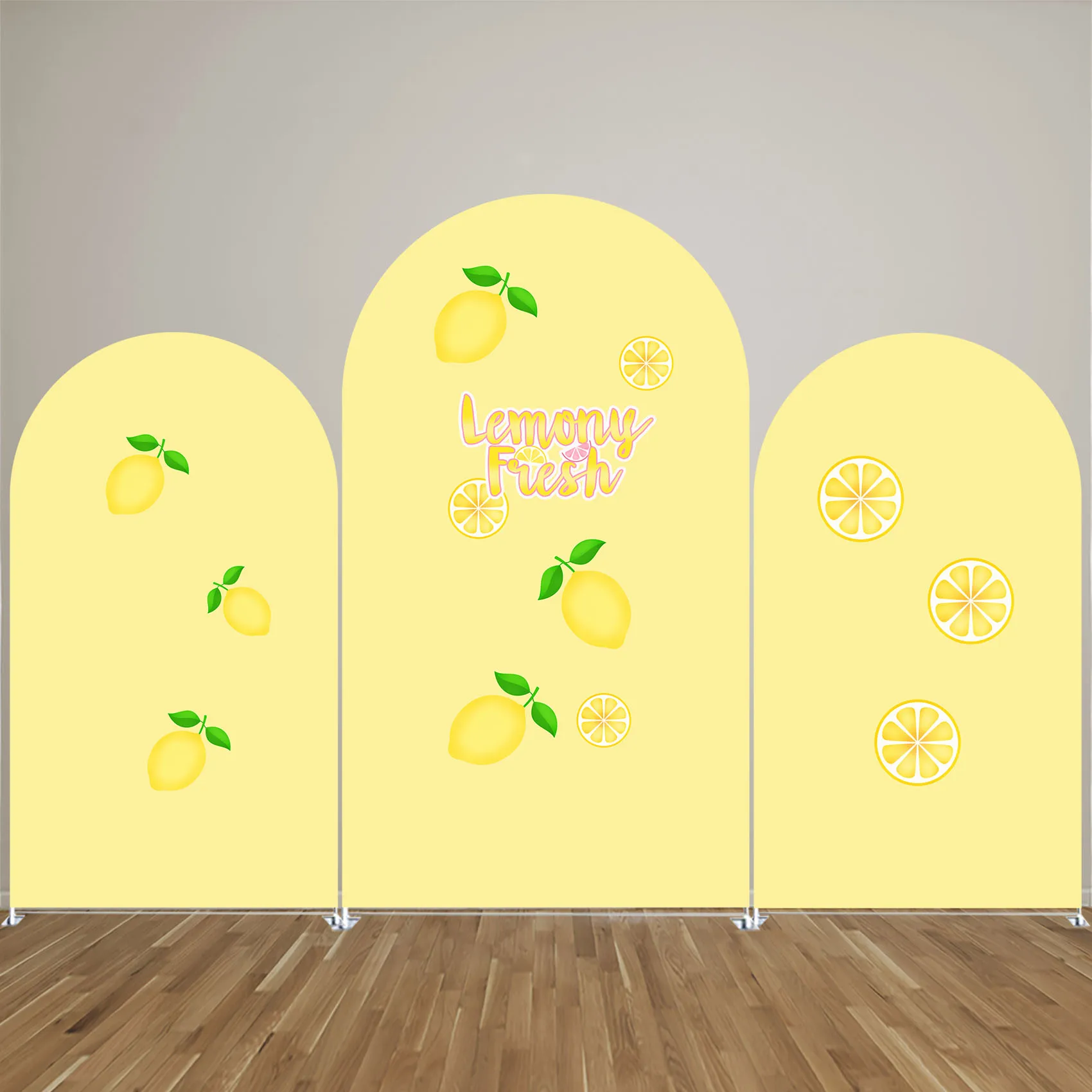 

Lemony Fresh Arch Backdrop Cover Lemon Arched Stand Cover Baby Birthday Baby Shower Fruit Parties Decorations Props