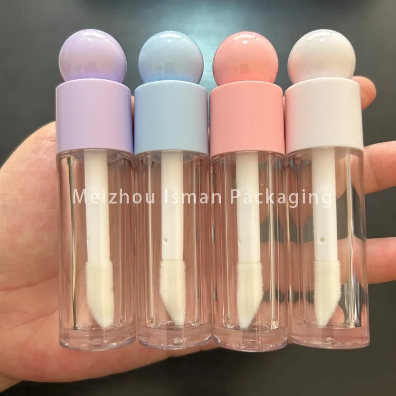 

50Pcs Luxury 7ml Transparent Lip Gloss Tube Thick Rod Large Brush Ball Head Lip Gloss Bottle Cosmetic Bottle Empty Packaging