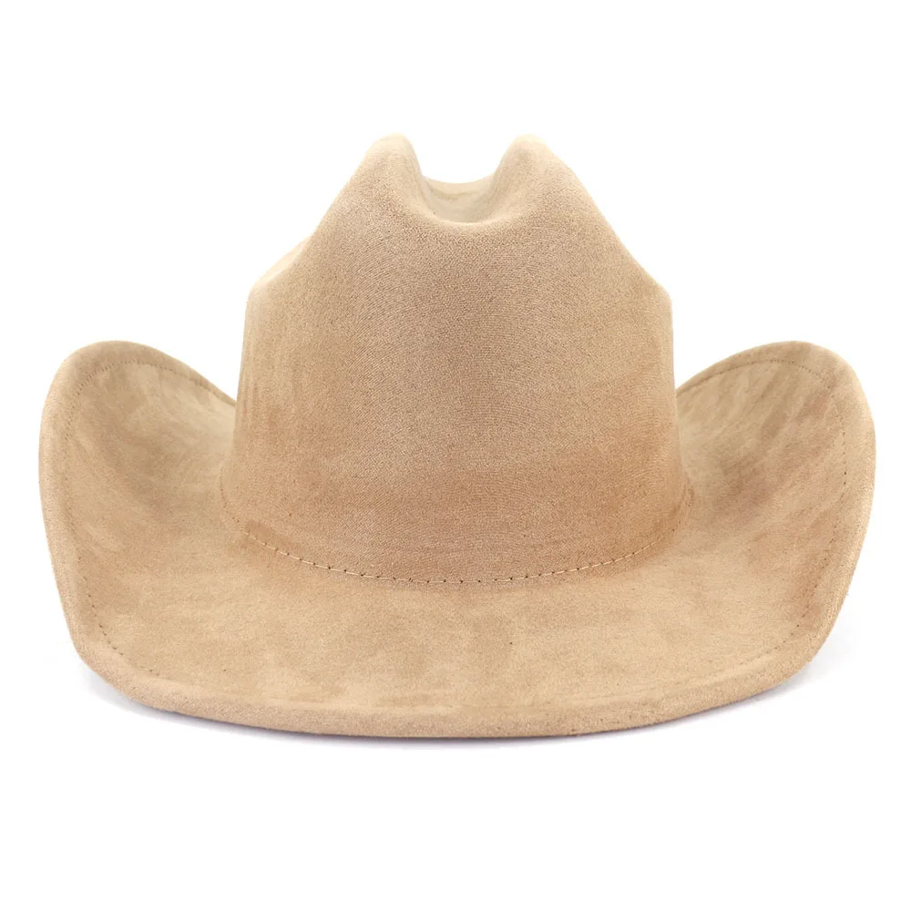 Suede Western Cowboy Hat Men Women Vintage Gentleman Lady Jazz Cowgirl Panama Sun Cap Wide Brim Cloche Church Fedora Hats