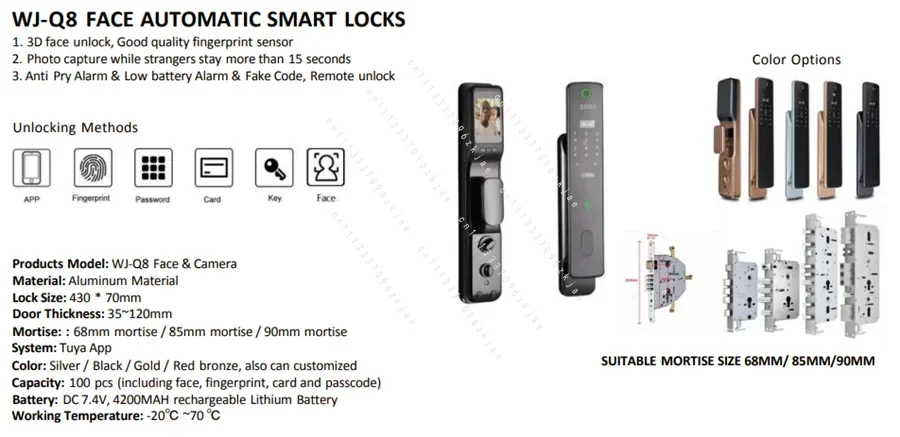 Intelligent Door Lock WIFI 3D Face Real-time Intercom Intelligent Door Lock Mobile Control