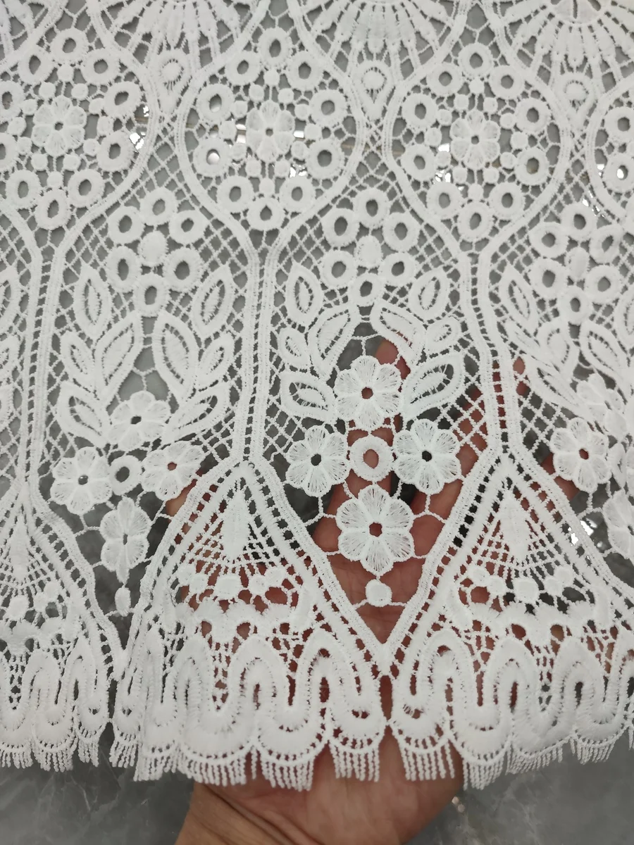 High Quality African Lace Fabric 2023 White French Net Lace Fabric Tulle Embroidered Nigerian Lace Fabric For Party Sew PJFT2317