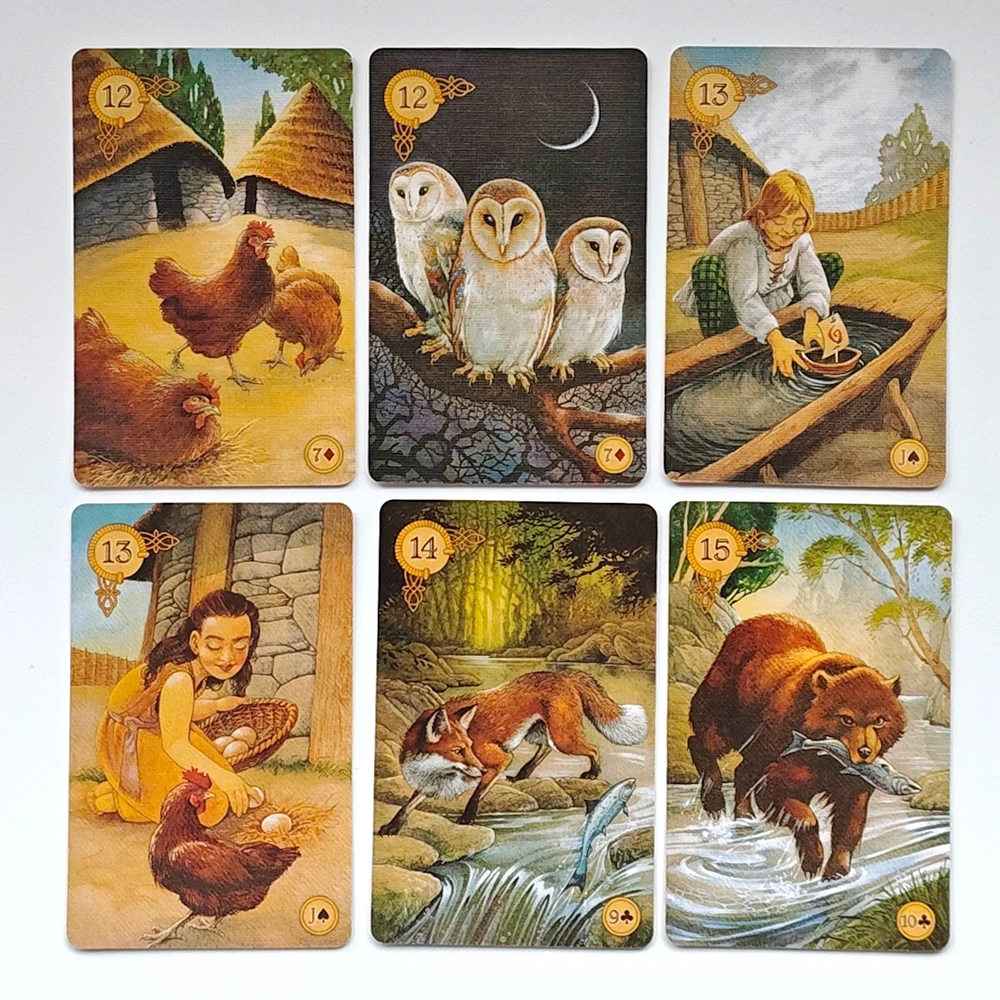 

9*6cm Printed on 350GSM Double-embossed Cardstock Celtic Lenormand Deck 45 Pcs Lenormand Cards Colorful Artwork