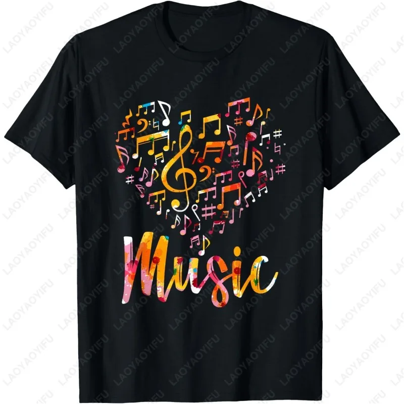 

Musician Gift Musical Instrument Music Notes Treble Clef TShirt Men Women Creative Cool Popular Tops Unisex Cotton Adult Tees