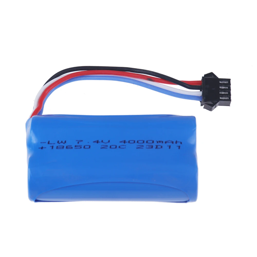 Upgraded 4000mah 7.4V 18650 Li-ion Battery With SM-4P Plug for Udi007 Udi001 UDI002 UDI902 HJ806 960 961 962 RC Racing Car Boats