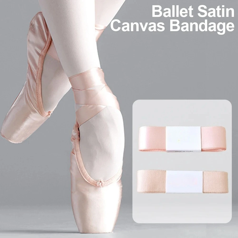 

Woman Satin Canvas Ballet Pointe Shoes Bandage For Ballerina Dancing