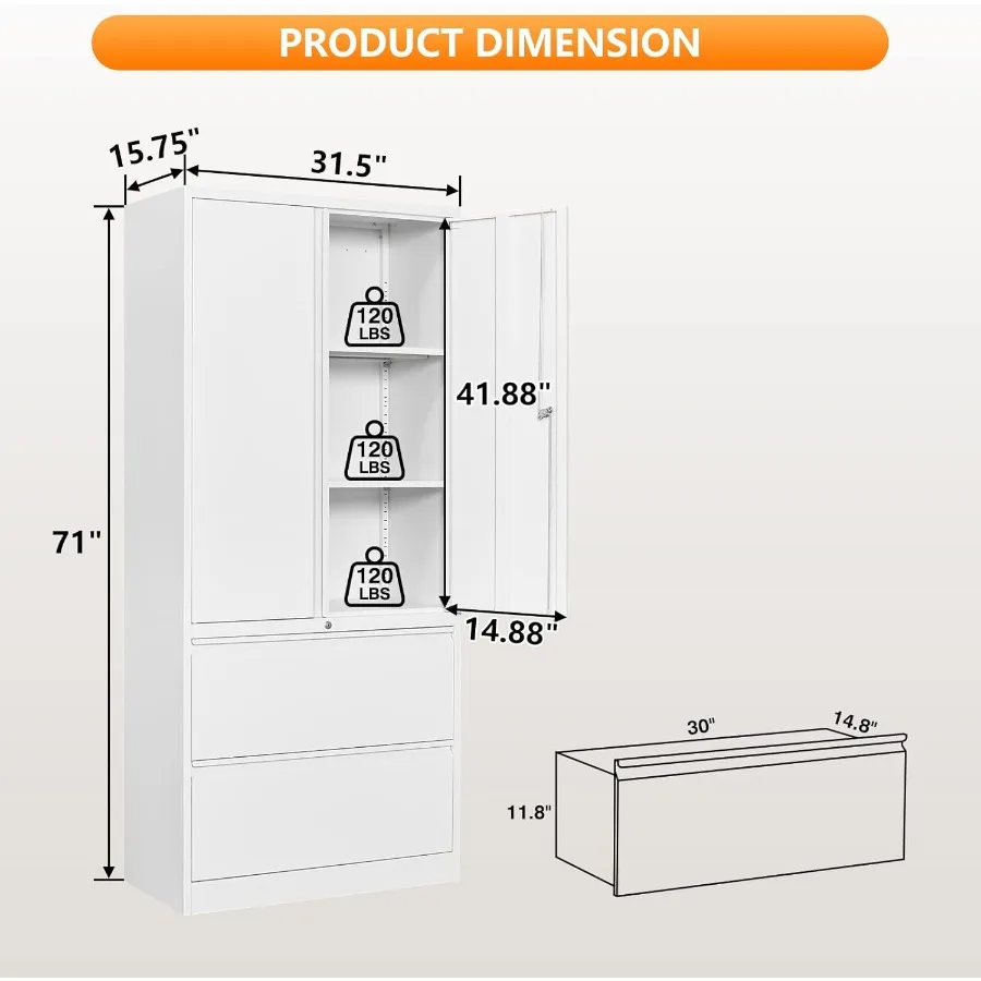 Metal File Cabinet with Lock and Adjustable Shelves 2-Drawer Storage Solution for Home Office or School Locker Ideal for Organi