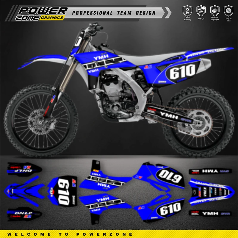PowerZone Custom Team Graphics Backgrounds Decals Stickers Kit For YAMAHA YZF250 2010 2012 2013 Number Name Custom
