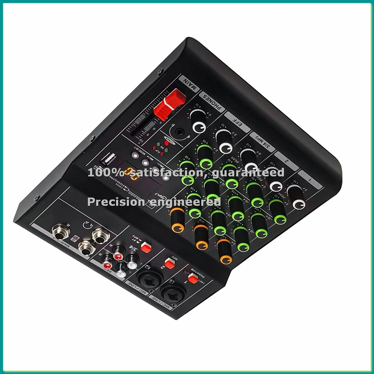 

Профессиональный портативный цифровой DJ-микшер A4 с USB-микшером, 4-канальный аудиомикшер для живого вокала, черный - TCES