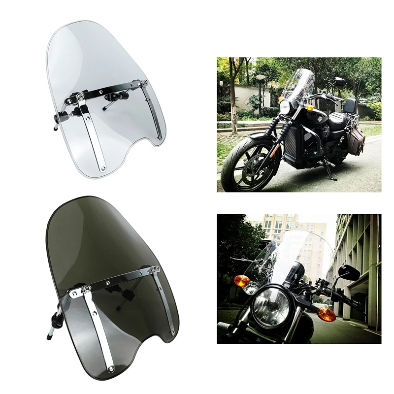 1 Pcs Smoke/Gray Universal Motorcycle Windscreen Front Windshield For Harley Davidson Sportster Dyna Glide Softail XL 883 1200