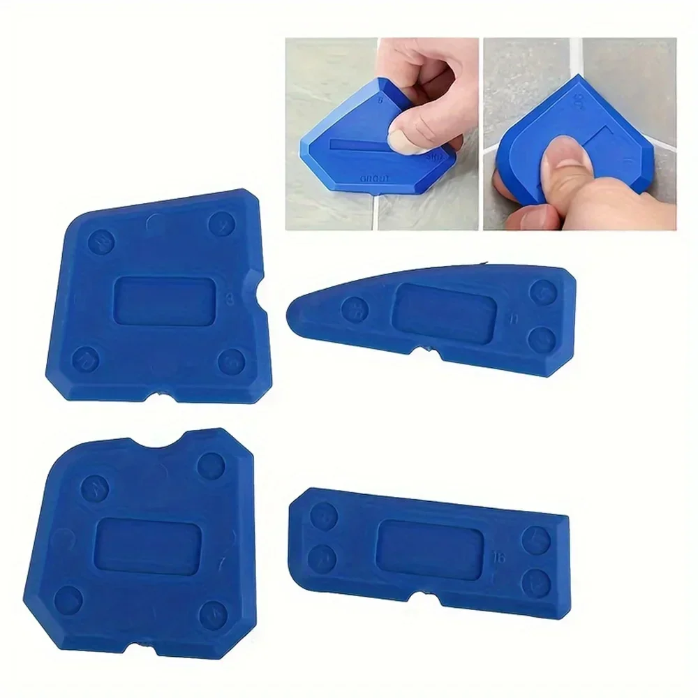 4pcs Silicone Glass Cement Scraper Sealant Grout Remover Tool Home Finishing Caulking Tools Home Cleaning Hand Spatula Tool