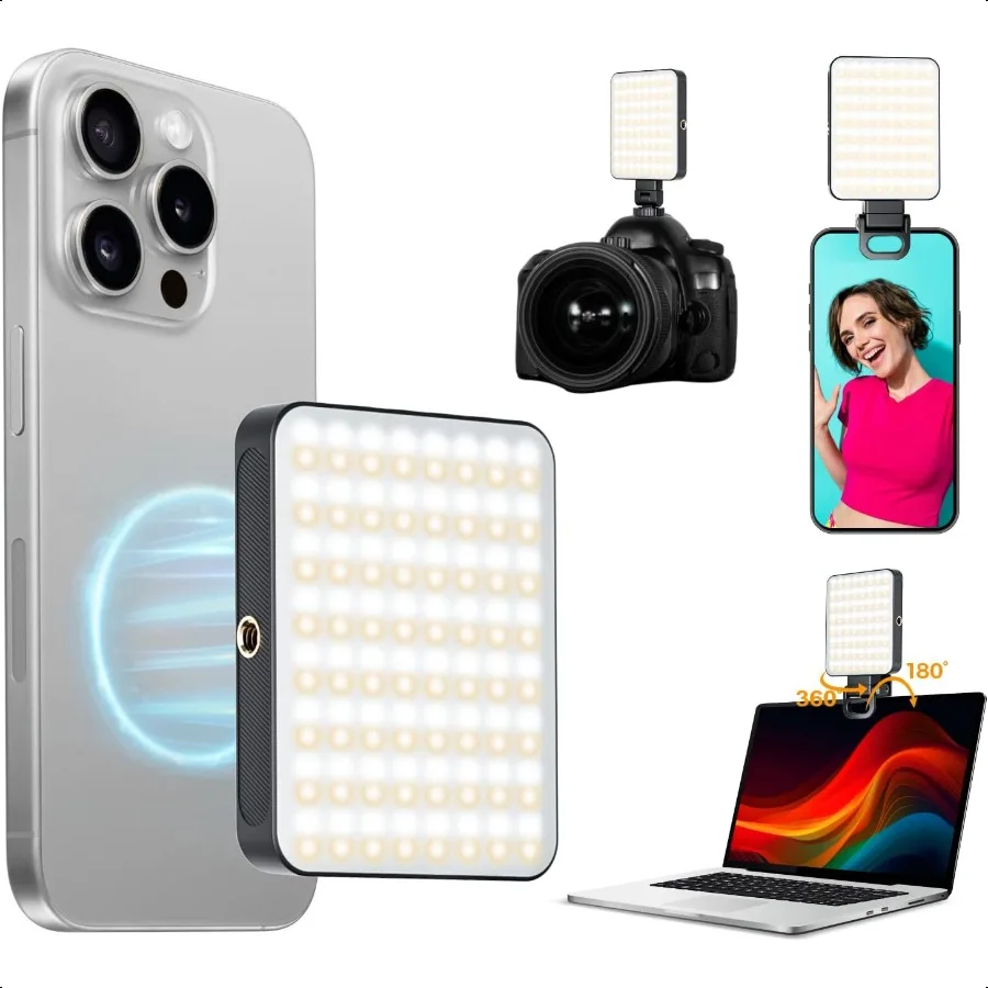 

Magnetic Selfie Light for Cell Phone gliship 128 Led Selfie Light Compatible with Magsafe Rechargeable Portable Clip Fill Light