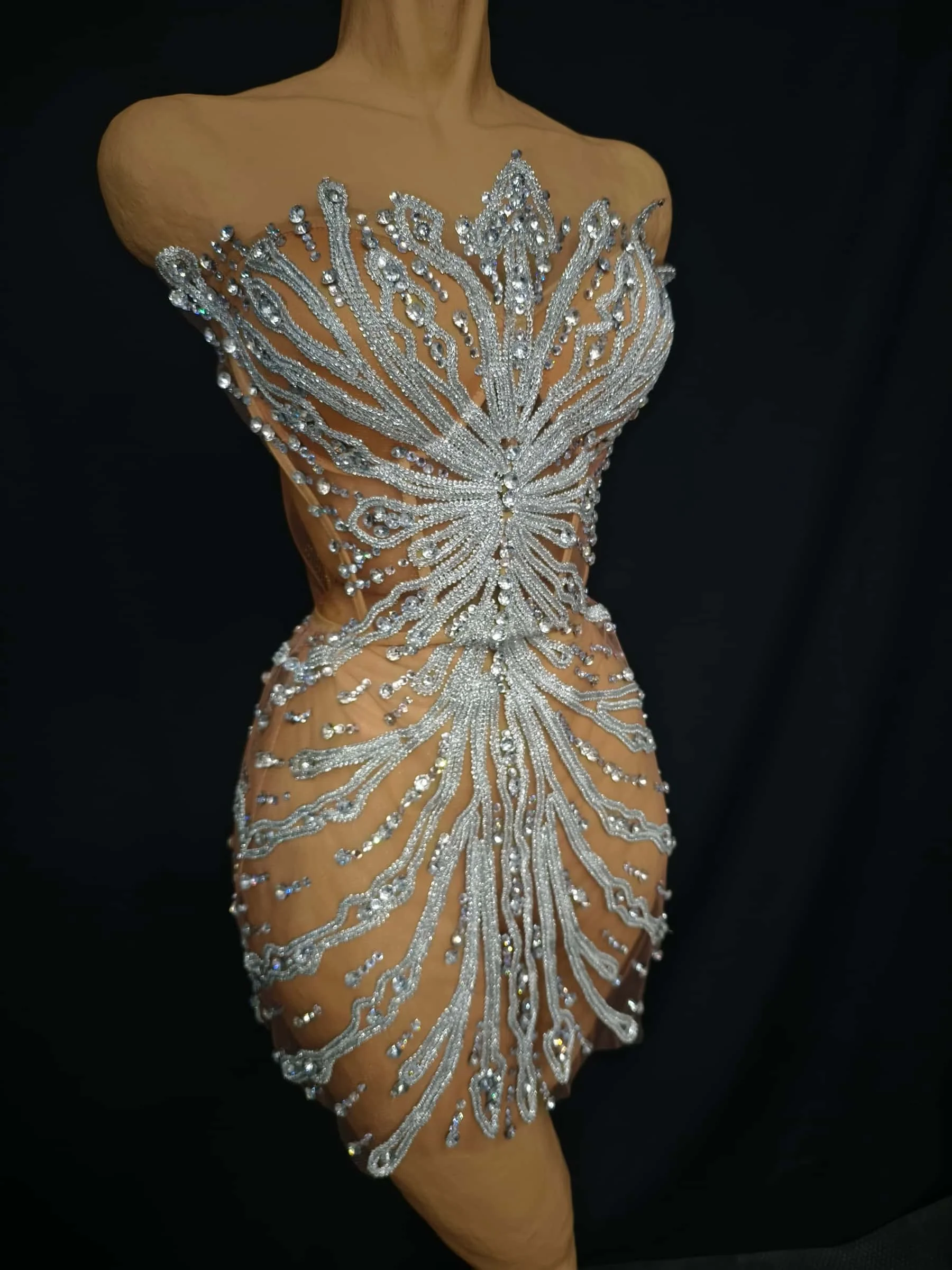 Youtiao Sexy brillant strass bretelles robe de bal femmes soirée robe de fête d'anniversaire discothèque danseur Performance Costume