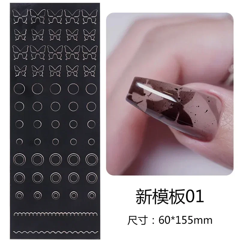 1 pz Nail Art Airbrush stencil decalcomania autoadesiva riutilizzabile Nail Tattoo Template Trendy Salon Manicure Supply