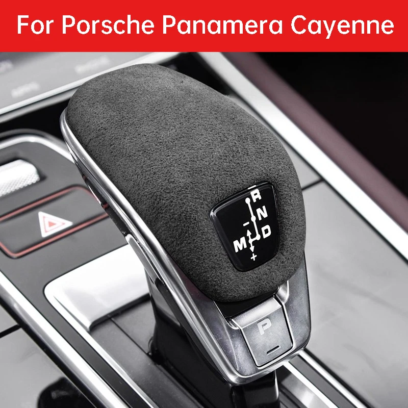 

For Porsche Panamera Cayenne Gear Shift Knob Cover Suede Anti-slip Gear Lever Protector Manual Handle Cover Accessories