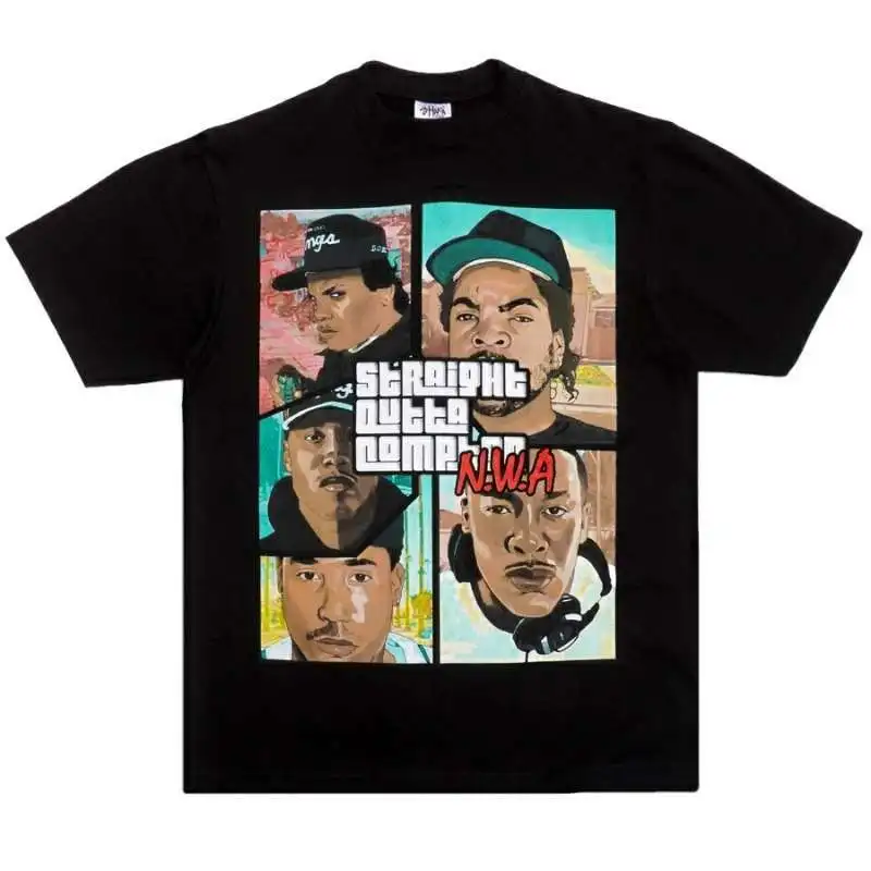 

NWA Rush Out Compton West Gangster HIPHOP West Coast Rap Street Dance Short Sleeve T-Shirt Summer Men's and Women's Casual Top