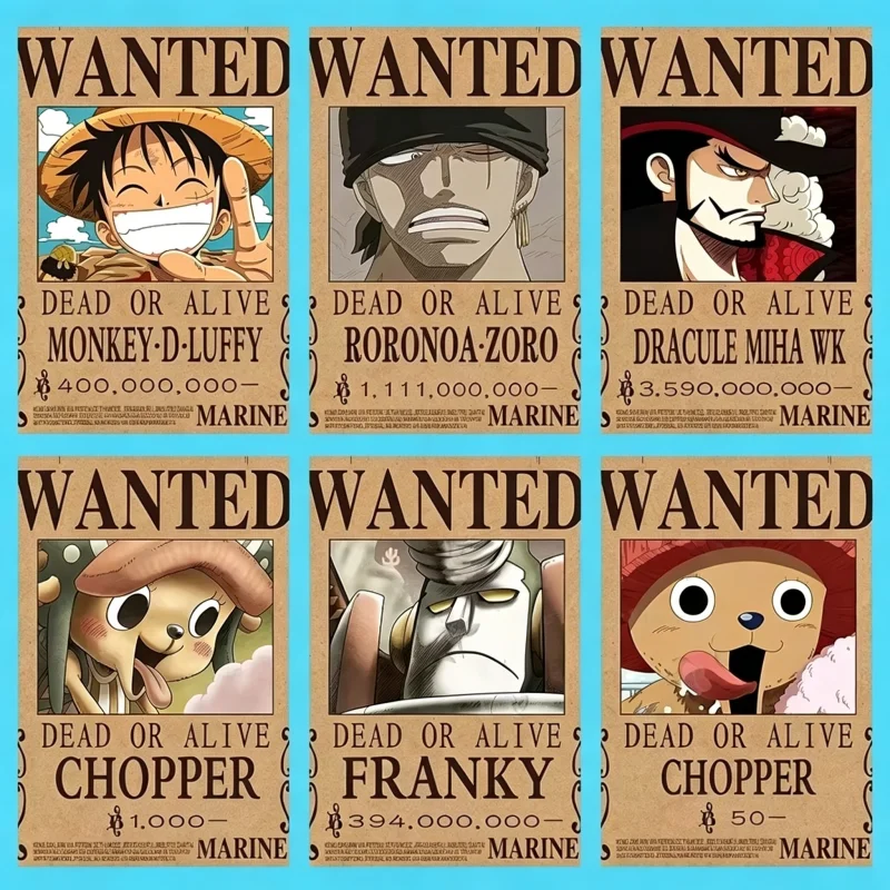 Pôster de Procurado One Piece em Tela, Impressão de Arte de Parede, Mural de Anime para Quarto, Decoração de Casa com Luffy e Zoro