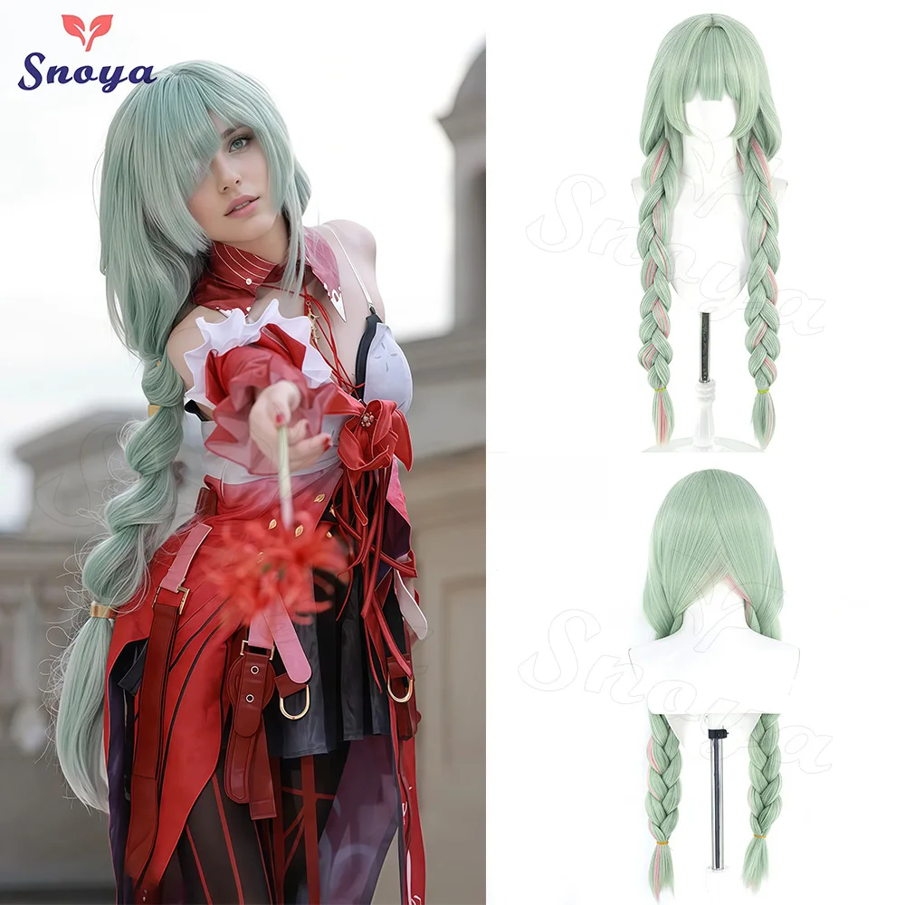 Snoya Phrolova Cosplay Wig 95CM Long Blue Gray Mixed Gray Pink Synthetic Wig Game Wuthering Waves Cosplay Wig Halloween Party