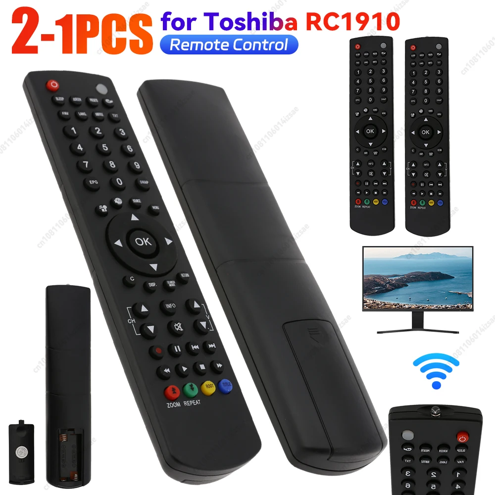 2-1PCS Universal TV Remote Control Replacement Portable Television Remote Control Battery Powered for Toshiba RC1910 Accessories