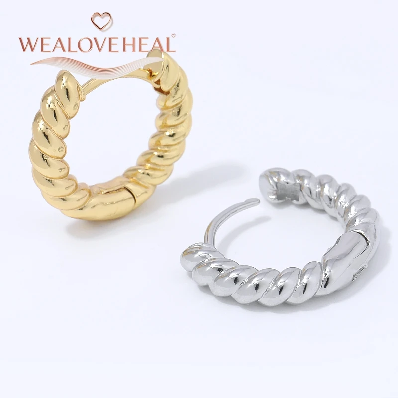 18K vergoldete Twist-Huggie-Ohrringe für Damen, Vintage-Seil-Textur-Creolen, modischer Alltagsschmuck, Valentinstag- und Geburtstagsgeschenk – Detail 18