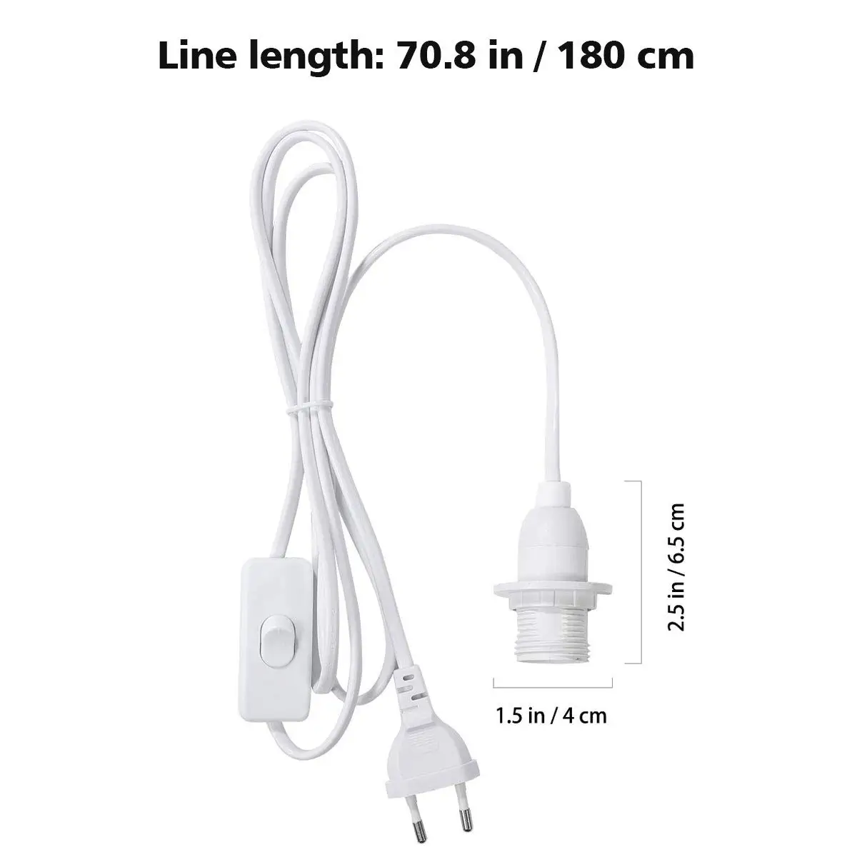 1.8m Lamp Base Holder Power Cord Cable E26 E27 EU Hanging Pendant LED Light Fixture Socket Cord Adapters With Switch 220V