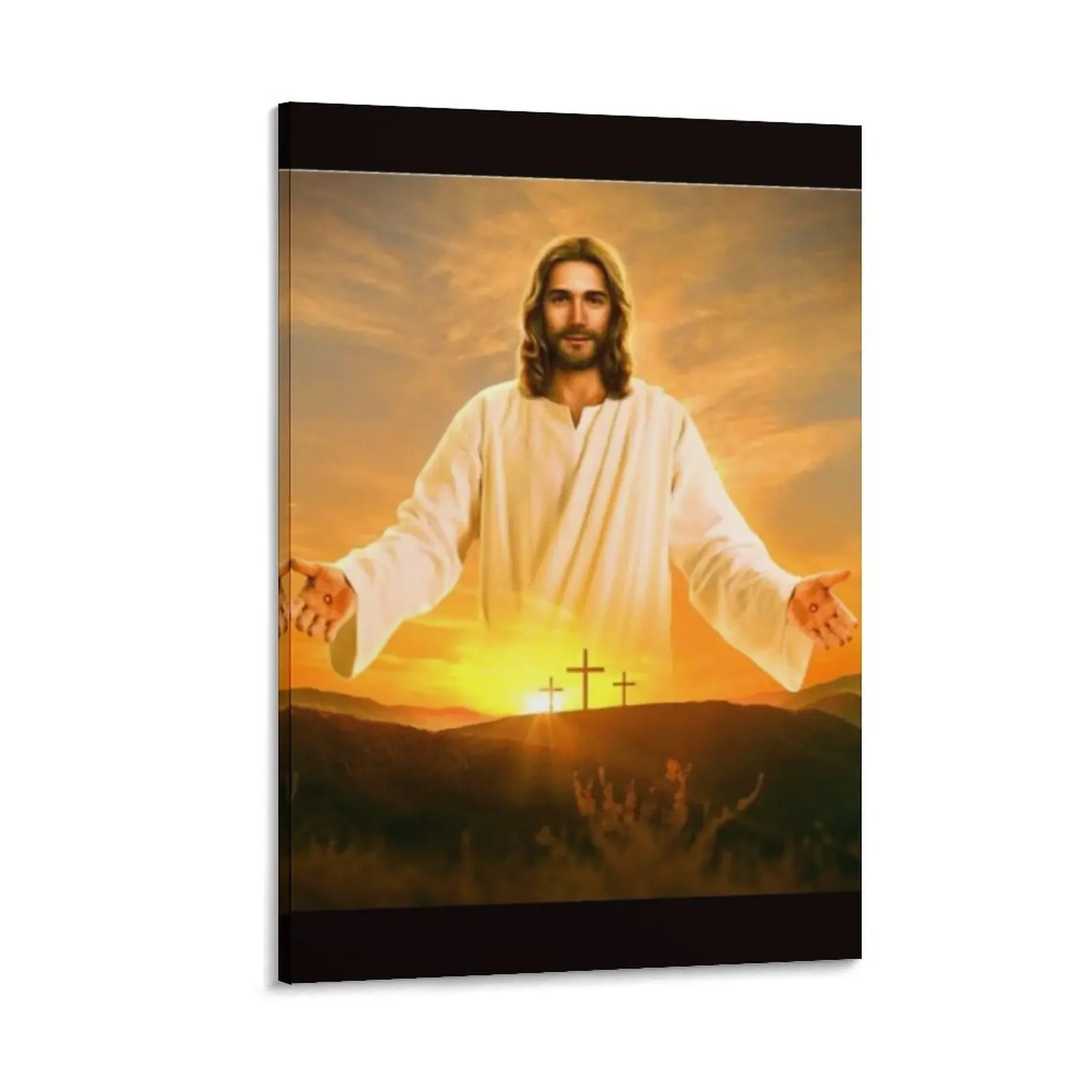 

Jesus Christ Three Crosses and Sunset 1 Canvas Painting painting Decorative prints wall painting room decor