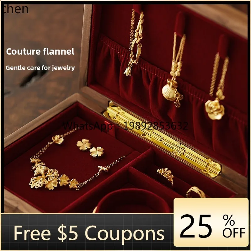 

gold jewelry box, stud earrings, necklace, jewelry storage box, high-end exquisite wedding engagement gift