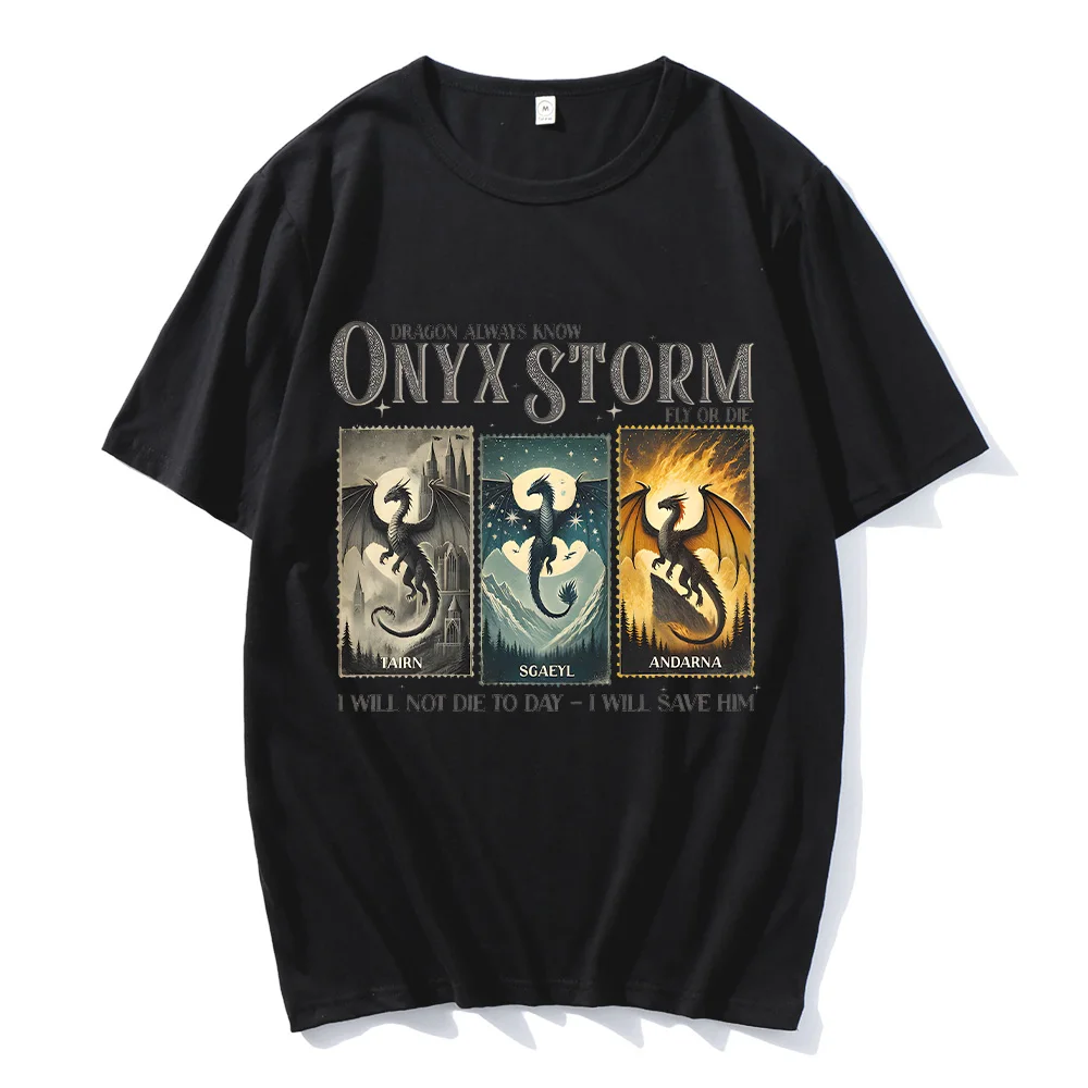 Onyx Storm Cotton T-shirt Violet Sorrengail Fourth Wing T-shirt Onyx Storm Dragons I Will Save Him Clothes Unisex Summer Y2K Tee