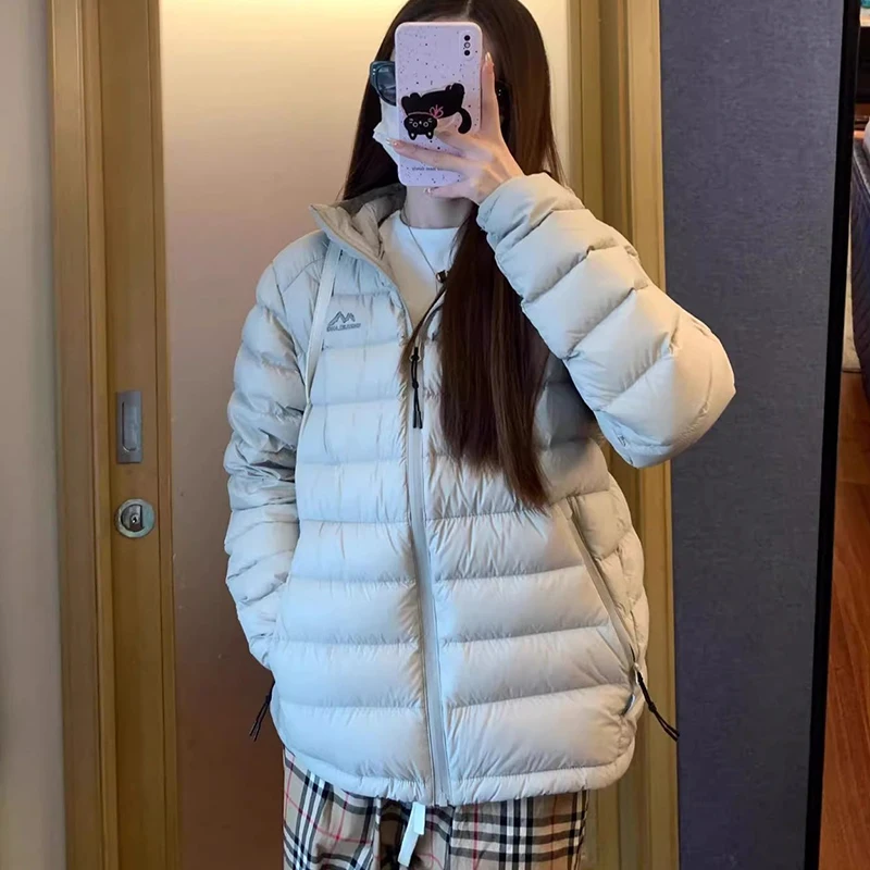 Lightweight Down Cotton Jackets Women Autumn Winter Warm Long Sleeve Hooded Parkas Woman Solid Zipper Up Short Cotton Parkas