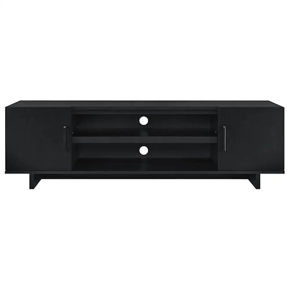 

Black Oak TV Stand 65" with Open & Concealed Storage Wire Management Holes Adjustable Shelves DVDs & Games Low Profile Stability