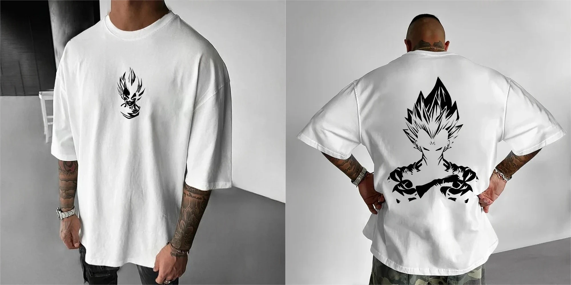 تي شيرت Anime Dragon Ball للرجال للجنسين عالي الجودة من القطن بأكمام قصيرة كلاسيكي أنيق كاجوال ملابس الشارع كبيرة الحجم