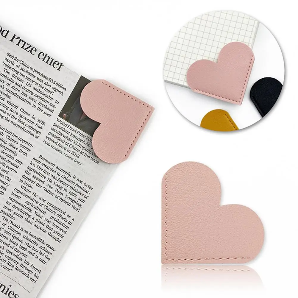 2Pcs Heart Shape Bookmarks Handmade Mini Corner Page Marker Faux Leather Book Label Notepad Label Book Reading Bookmarks