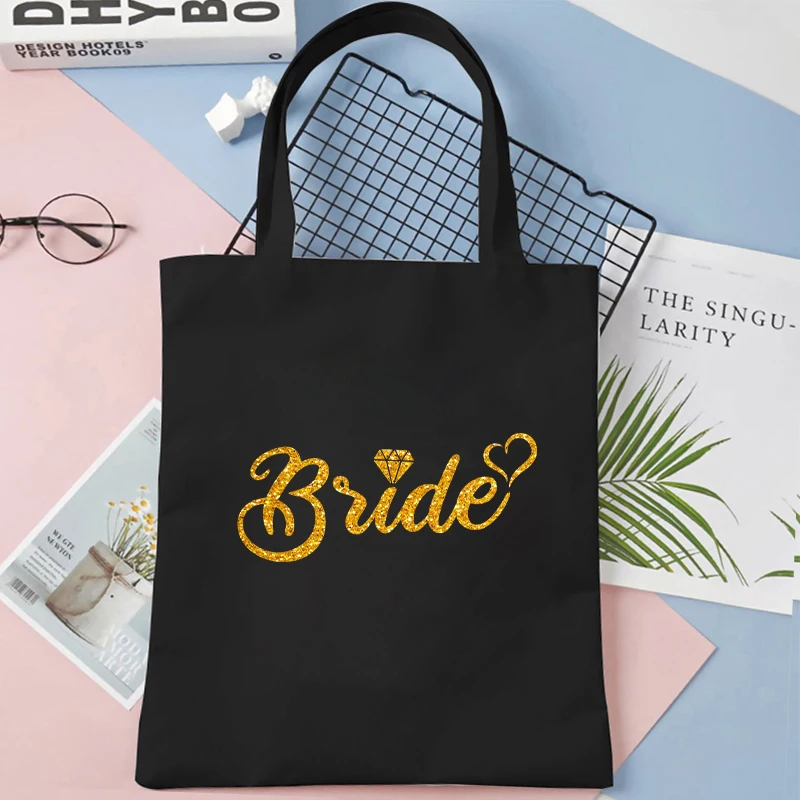 Team Bride Squad Tote Bags Women Bachelorette Single Farewell Party Canvas Shopping Bag Girl Bridal Shower Wedding Shoulder Bags