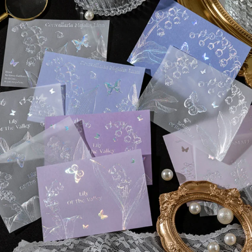 15 قطعة 2 المواد ورقة الفضة زنبق الوادي نبات السرخس تصميم كخلفية سكرابوكينغ الإبداعية ورق الحرف الديكور استخدام #4