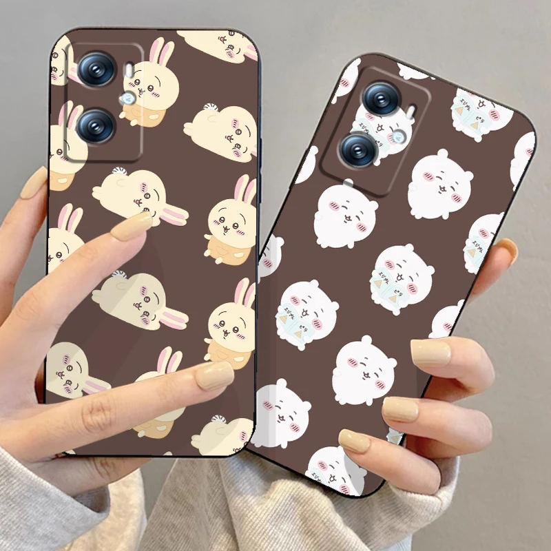 C-Chiikawa Hachiware Usagi For OPPO Find X6 X5 X3 A54S A5 A94 A16 A53S A57 A74 A72 A98 A78 A96 A9 5G Black Soft Phone Case