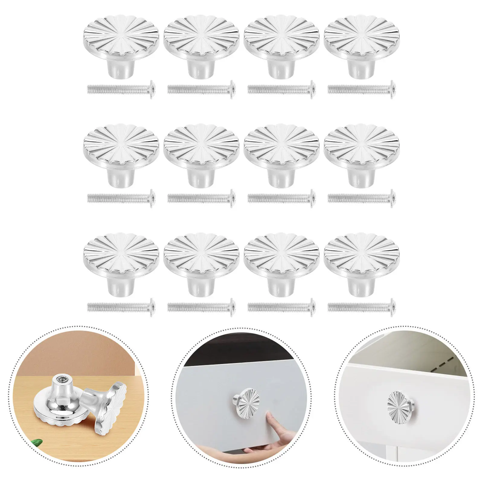 12Pcs Circular ABS Cabinet Knobs for Drawers Wardrobes Kitchen Cupboards Easy Install Comfort Grip Furniture Pull Handles