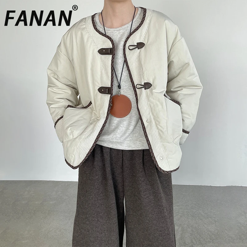 FANAN Minimalisme Katoenen jassen voor dames Ronde hals Enkele rij knopen Lange mouw Dikke warme parka Modejassen 20025 Winter Nieuw