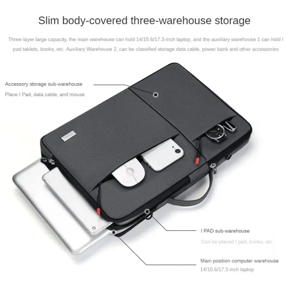13 14 inch Shockproof Tablet Bag Multiple Pockets Large Capacity Laptop Handbag Case Lining Multilayer Laptop Sleeve Bag