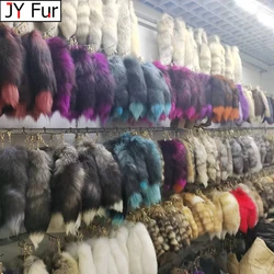 2024 Real Fox Fur Tail Large Long Natural Fur tail Keychain Pendant Cosplay tail Cute Wolf Fox Tail Fur Car Keychains For Women