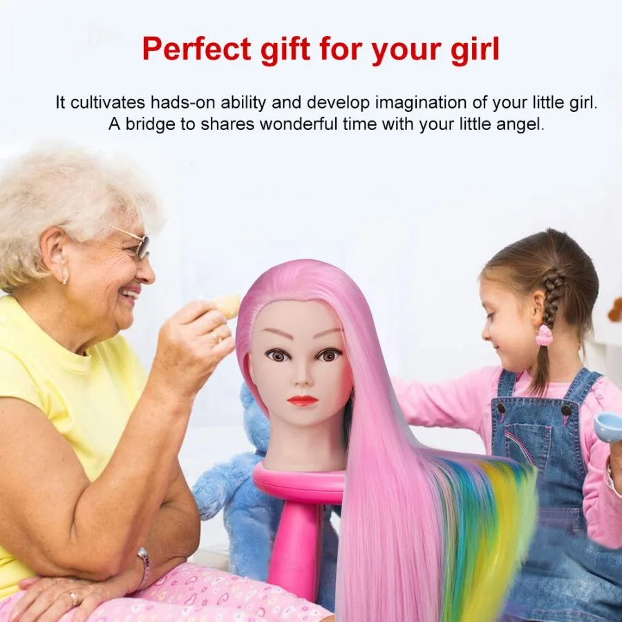 رأس عارضة أزياء للشعر الملون مقاس 29 بوصة لممارسة وتدريبات تصفيف الشعر في صالونات التجميل والتعليم والإبداعي