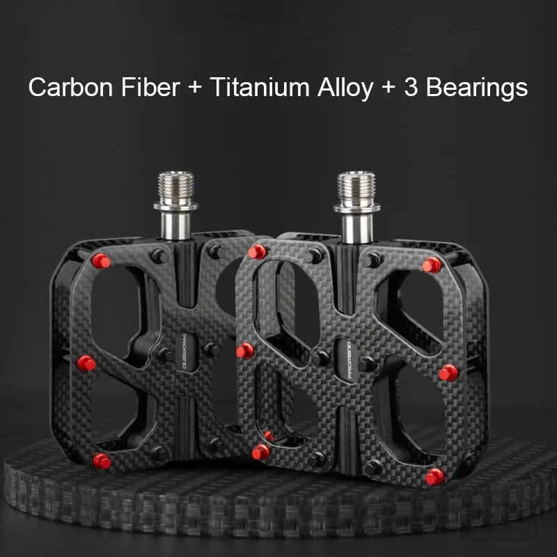 PROMEND 3 Bearings Carbon Fiber Pedal Ultralight  MTB Titanium Alloy Bicycle Pedals Non-Slip Mountain Bike Road  Accessorie