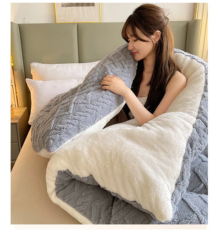 

New 100% Polyester Winter Thickening Warm Duvet Cover Double Bed Queen Size Comfortable Bedding Winter Luxury Blanket