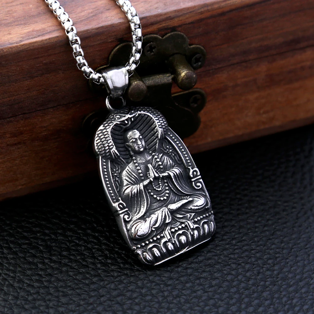 New Buddha Pendant Necklace For Women Men 316L Stainless Steel Amitabha Necklaces High Quality Amulet Jewelry Gifts Wholesale